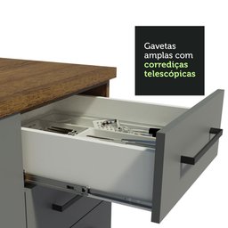 Kit com 2 Balcões de Cozinha Madesa Agata 3 Gavetas 4 Portas (Sem Tampo e Pia) Rustic/Cinza - 9