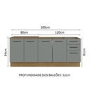 Ver imagem 4 de Kit com 2 Balcões de Cozinha Madesa Agata 3 Gavetas 4 Portas (Sem Tampo e Pia) Rustic/Cinza