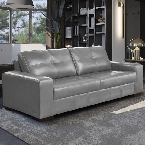 Sofá Decorativo 2 Lugares Turim 200cm Couro Cinza G58 - Gran Belo