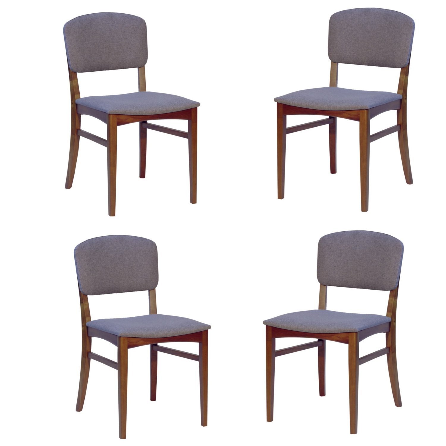 Conjunto 4 Cadeiras de Jantar Madeira Maciça Ayla Estofada Linho - 1