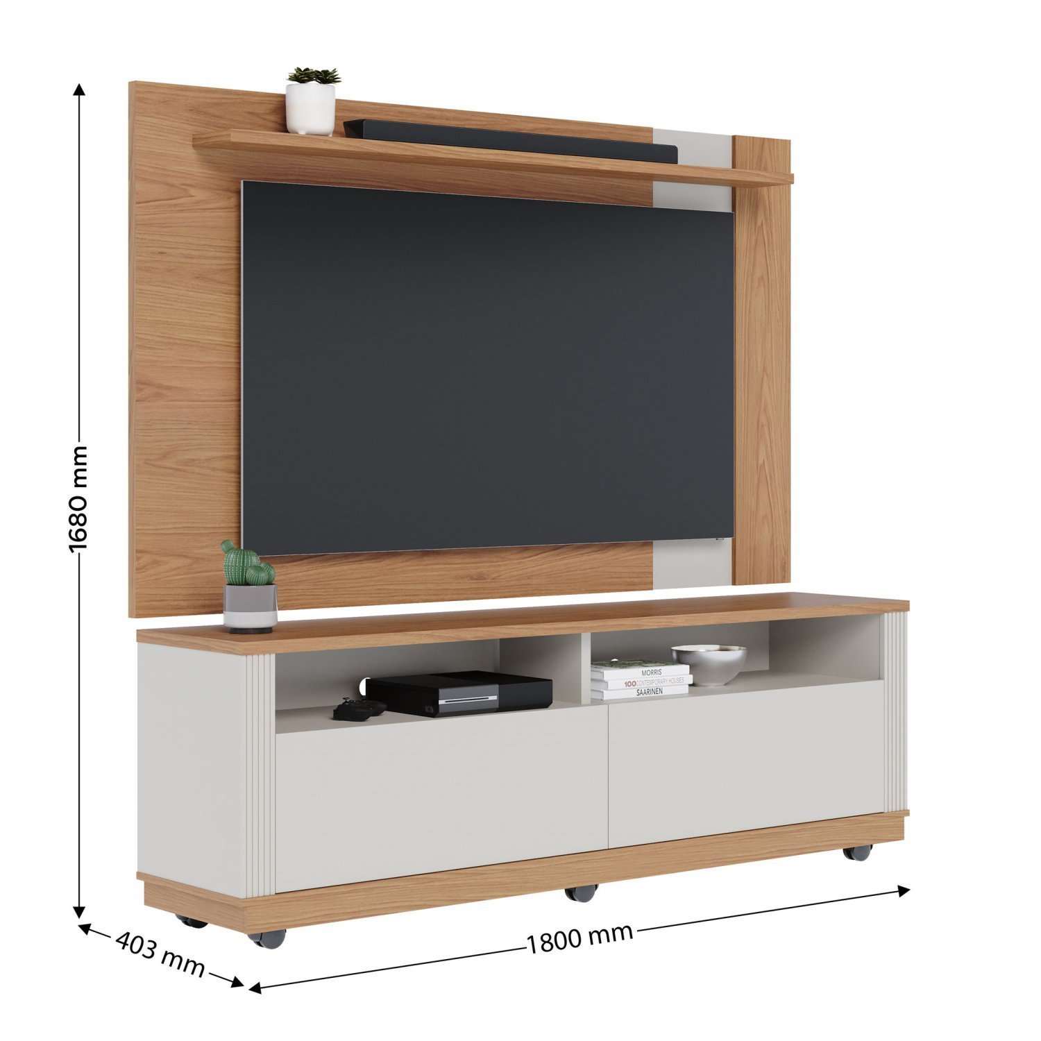 Rack com Painel Extensível Para TV até 70 Polegadas com Rodzídios 2 Portas Mamoré Colibri - 3