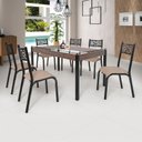 Ver imagem 1 de Conjunto Sala de Jantar Mesa Jade 140x80cm Tampo Vidro com 6 Cadeiras 