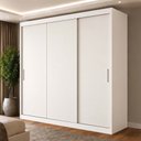 Ver imagem 1 de Guarda-Roupa 100% MDF 3 Portas de Correr 4 Gavetas 193x213x55cm Branco
