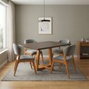 Ver imagem 1 de Conjunto Mesa Isabela 1,2m Freijó Pés Cerejeira 4 Cadeiras Kethellen Sala Jantar - Cinza Veludo