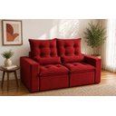 Ver imagem 2 de Sofá Retrátil e Reclinável 1,50m em Tecido Suede Vermelho