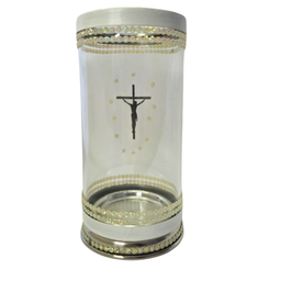 Porta Vela 7 Dias 18 Cm Jesus Cristo Cruz Vidro e Alumínio - 3