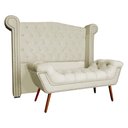 Ver imagem 1 de Conjunto Sienna Cabeceira e Recamier Queen 160 cm Suede Marfim