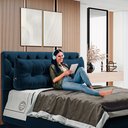 Ver imagem 2 de Almofada para Cabeceira Encosto Apoio Lombar Spot 160cm com Porta Celular Veludo - Desk Design