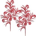 Ver imagem 2 de Plantas Folhas Enfeite Natal Gliter Vermelho 70cm Kit 12pçs