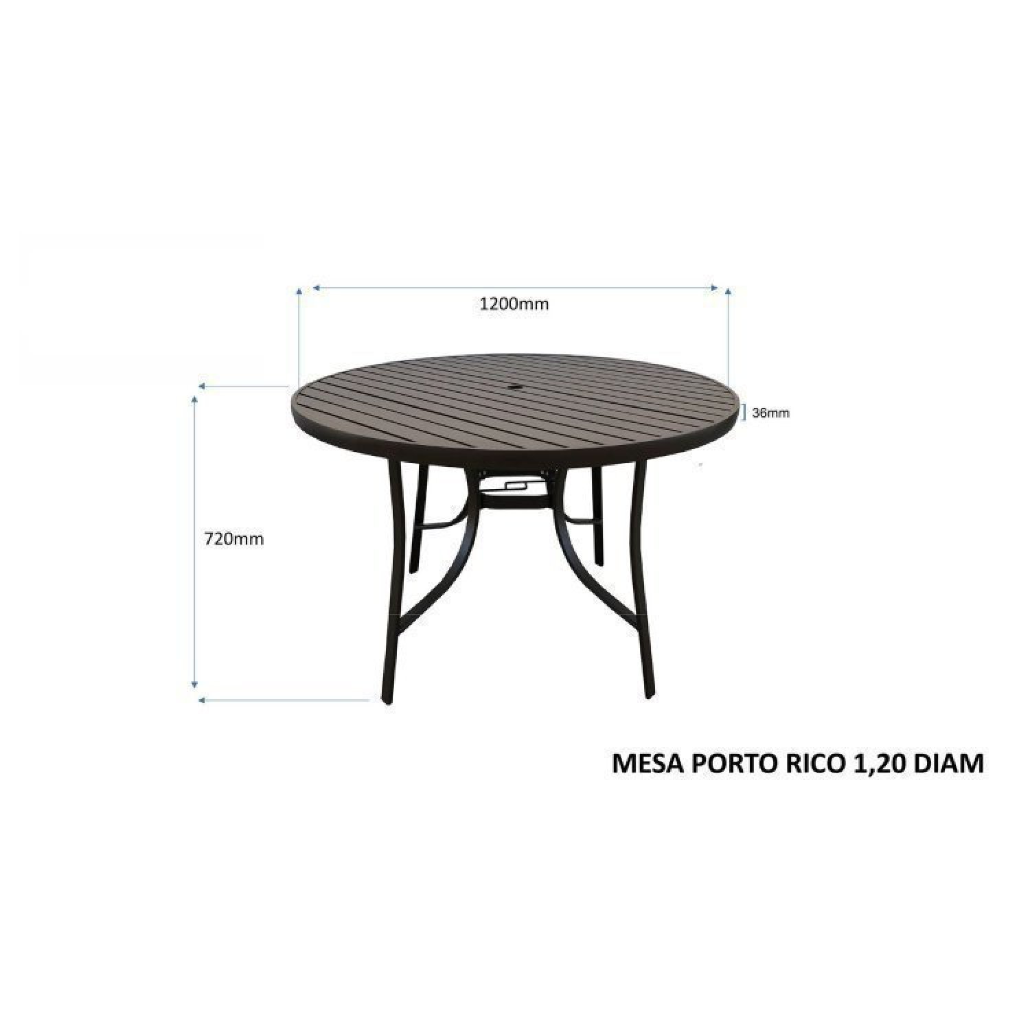 Conjunto Alumínio Mesa Redonda Ripada 120cm Porto Rico e 4 Poltronas com Tela Cannes  - 5