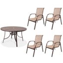 Ver imagem 1 de Conjunto Alumínio Mesa Redonda Ripada 120cm Porto Rico e 4 Poltronas com Tela Cannes 