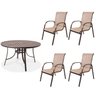 Conjunto Alumínio Mesa Redonda Ripada 120cm Porto Rico e 4 Poltronas com Tela Cannes  - 1
