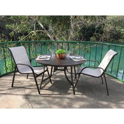 Conjunto Mesa Redonda 150cm com Giratória Central Porto Rico e 4 Poltronas com Tela Cannes  - 7
