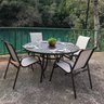 Conjunto Mesa Redonda 150cm com Giratória Central Porto Rico e 4 Poltronas com Tela Cannes  - 1