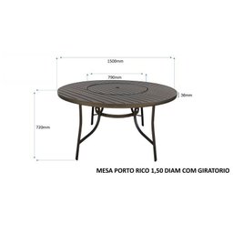 Conjunto Mesa Redonda 150cm com Giratória Central Porto Rico e 4 Poltronas com Tela Cannes  - 3