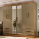 Ver imagem 2 de Guarda-roupa Solteiro Lancaster 6 Portas 6 Gavetas 100% Mdf com Espelho Cinamomo/cappuccino - Panora