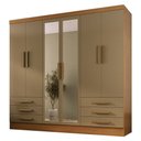 Ver imagem 1 de Guarda-roupa Solteiro Lancaster 6 Portas 6 Gavetas 100% Mdf com Espelho Cinamomo/cappuccino - Panora