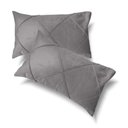 Ver imagem 1 de Conjunto Porta Travesseiro em Veludo Drapeado Cinza Claro