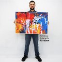 Ver imagem 2 de Quadro Decorativo em Canvas Pincelada Colorida TaColado Moldura Flutuante 4,5cm Freijó 90 x 60cm