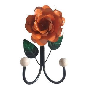 Cabide 2 Ganchos Rosas de Ferro - Suporte Duplo:laranja