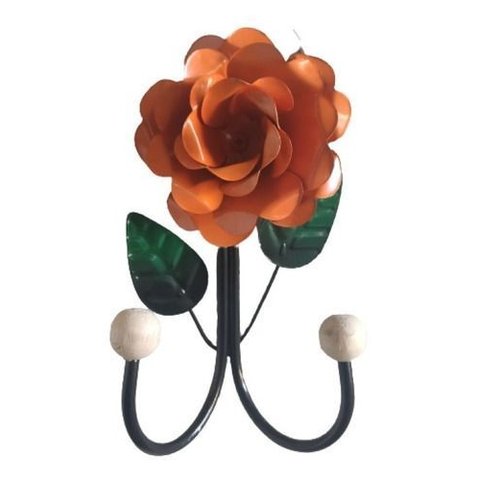 Cabide 2 Ganchos Rosas de Ferro - Suporte Duplo:laranja