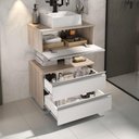 Ver imagem 7 de Conjunto Gabinete Banheiro Creta 60cm (gabinete+espelheira+cuba) Madeirado Branco
