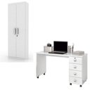 Ver imagem 1 de Conjunto de Escritório Office Escrivaninha com Rodizios Multiuso Branco