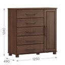Ver imagem 4 de Conjunto Quarto: Guarda-roupa 5 Portas, Cômoda Sapateira 5 Gavetas Café Ouro Madeira Pinus - Finestr
