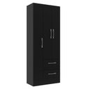 Ver imagem 2 de Guarda-roupa Solteiro Nobre 3 Portas 2 Gavetas - Preto