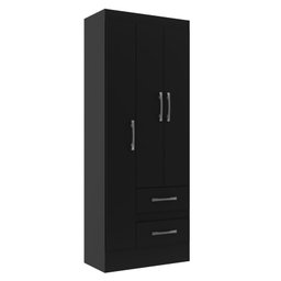 Guarda-roupa Solteiro Nobre 3 Portas 2 Gavetas - Preto - 2