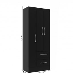 Guarda-roupa Solteiro Nobre 3 Portas 2 Gavetas - Preto - 4