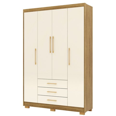 Guarda Roupa Solteiro 150cm 4 Portas Otto Nature/champanhe V02 - Mpozenato