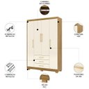 Ver imagem 3 de Guarda Roupa Solteiro 150cm 4 Portas Otto Nature/champanhe V02 - Mpozenato