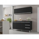 Ver imagem 4 de Balcão Gabinete Andreia 160cm C-tampo e Armário Aéreo 4 Portas 160cm Preto