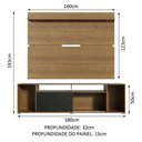 Ver imagem 3 de Rack Madesa Cancun e Painel para Tv até 65 Polegadas - Rustic/rustic/preto