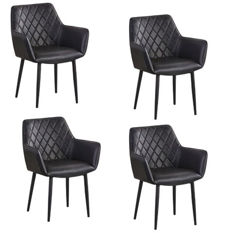 Cadeiras Jantar Estofadas Courino C/ Costura Matelassê 4 Un Cor:preto