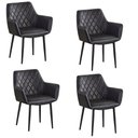 Ver imagem 1 de Cadeiras Jantar Estofadas Courino C/ Costura Matelassê 4 Un Cor:preto