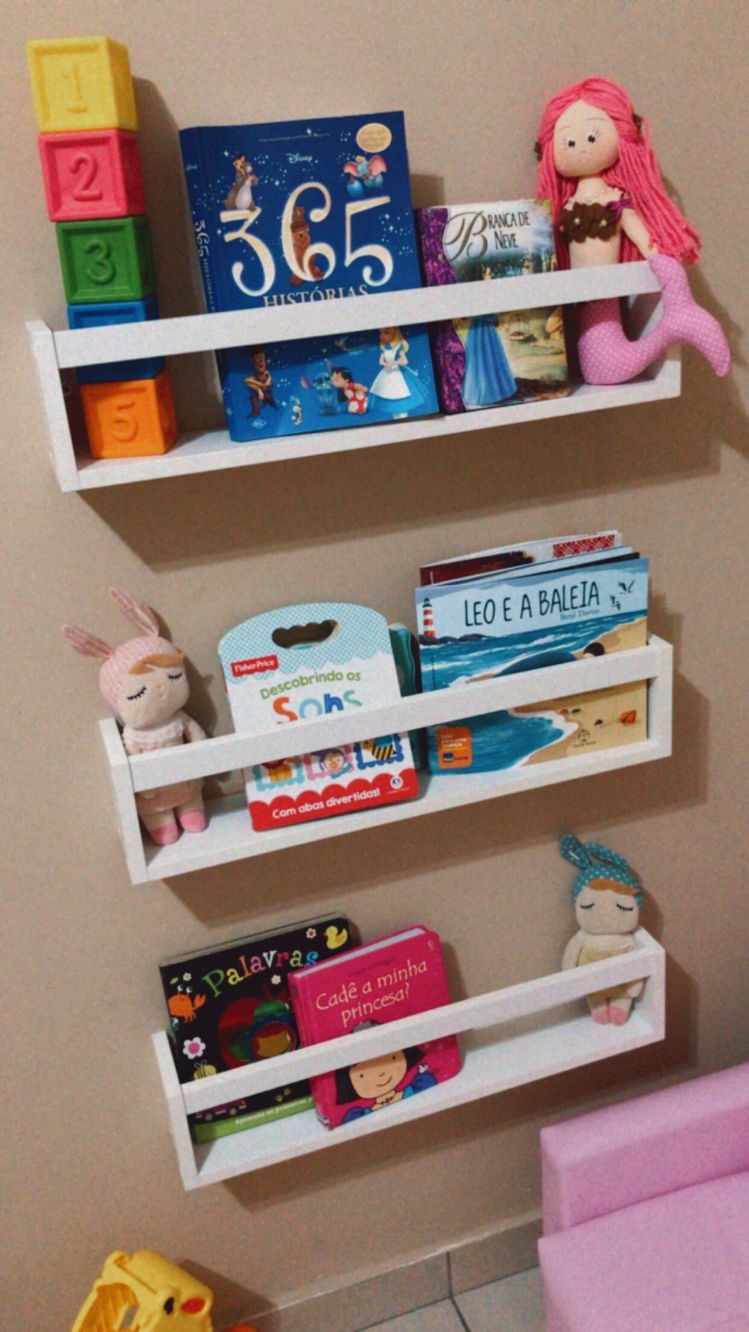 Nicho MDF de Parede para Livros Infantis Prateleira para Organizar Brinquedos Quarto de Bebê 2Un55cm - 6