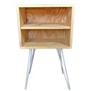 Ver imagem 3 de Mesa Lateral de Ferro e Madeira Industrial HairPin Dual Prateleira Natural e Branco
