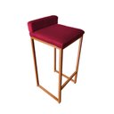 Ver imagem 1 de Banco Banqueta Grécia Pés de Metal Bronze Veludo Vermelho - Estopar