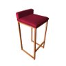Banco Banqueta Grécia Pés de Metal Bronze Veludo Vermelho - Estopar - 1