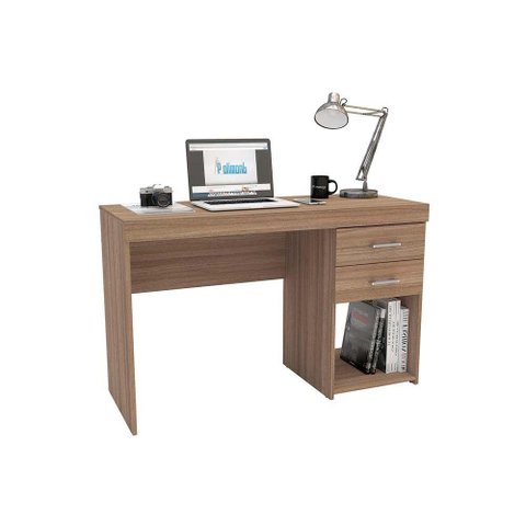 Mesa Escrivaninha Juvenil Malta c/ 2 Gavetas Castanho - Politorno