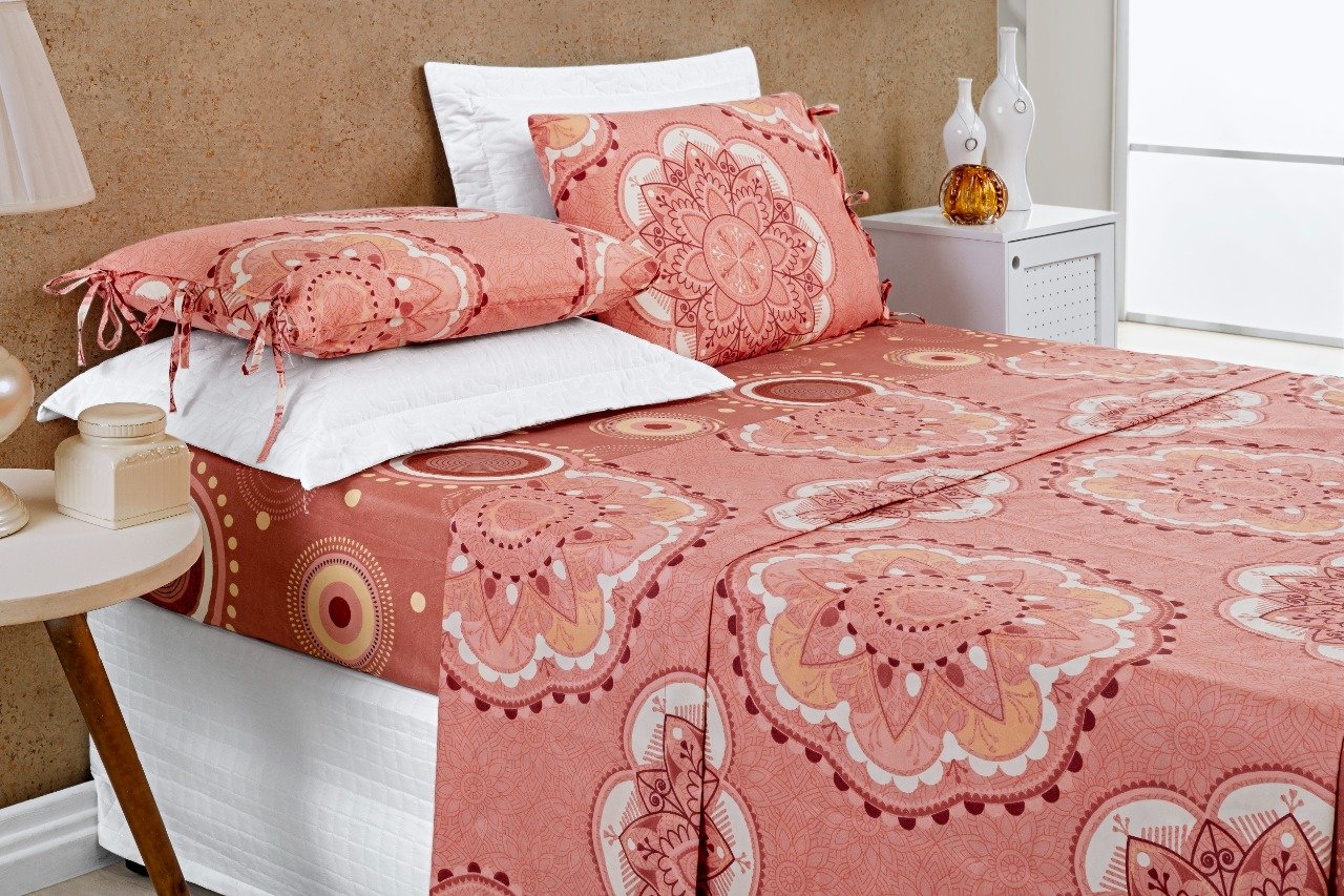 ROUPA CAMA CASAL QUEEN SIZE ESTAMPADO JOGO DE CAMA FLOREAL 04 PECAS MICRO PERCAL 200 FIOS TOQUE DELI - 1