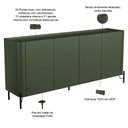 Ver imagem 2 de Buffet para Sala de Jantar 4 Portas 1 Gaveta Pés Industrial Preto Naim I03 Musgo - Lyam
