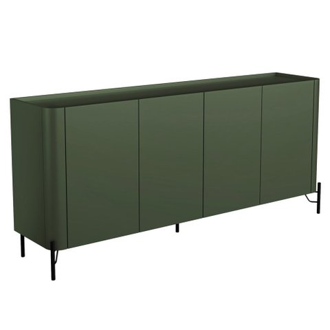 Buffet para Sala de Jantar 4 Portas 1 Gaveta Pés Industrial Preto Naim I03 Musgo - Lyam