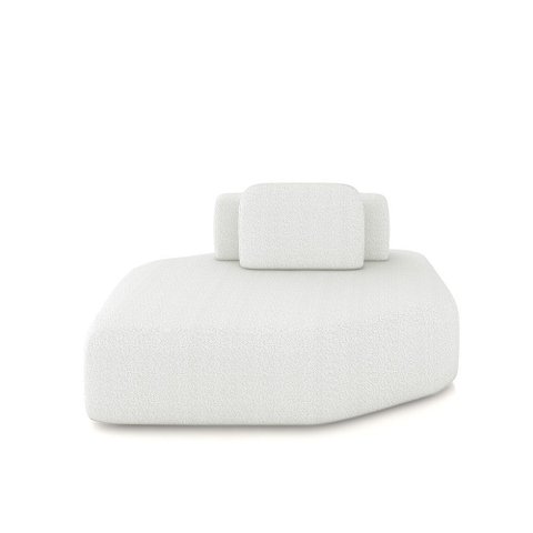 Sofá Ilha Dakota Chaise 168cm Modulado Encosto Almofada Solta Bouclê Offwhite G33 - Gran Belo