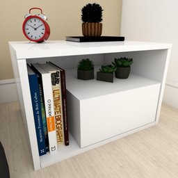 Mesa de Cabeceira Simples Branco Minimalista Moderno Mesa Lateral Mdf Branca - 1