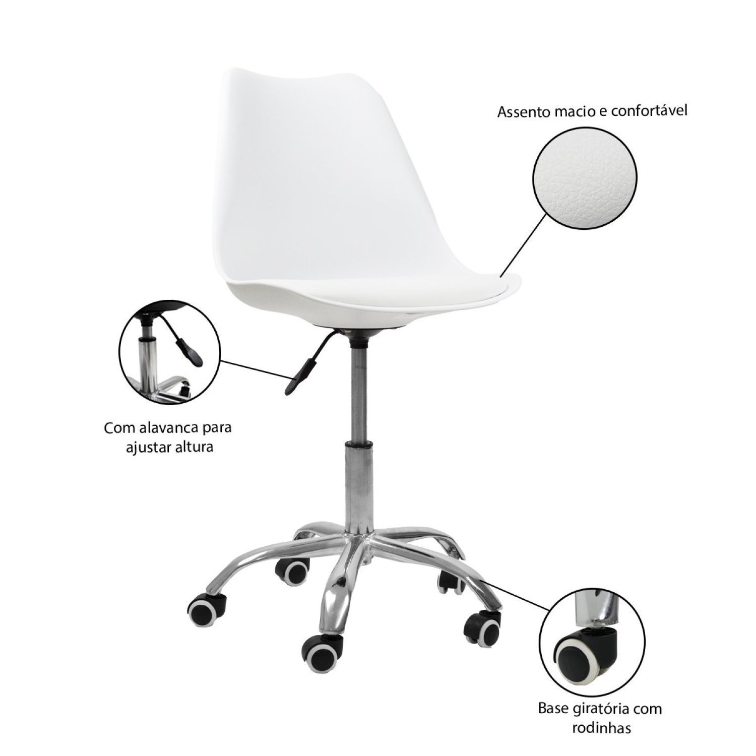 Conjunto 2 Cadeiras Office com Rodizio Giratória Saarinen Oficial Webshop - 5