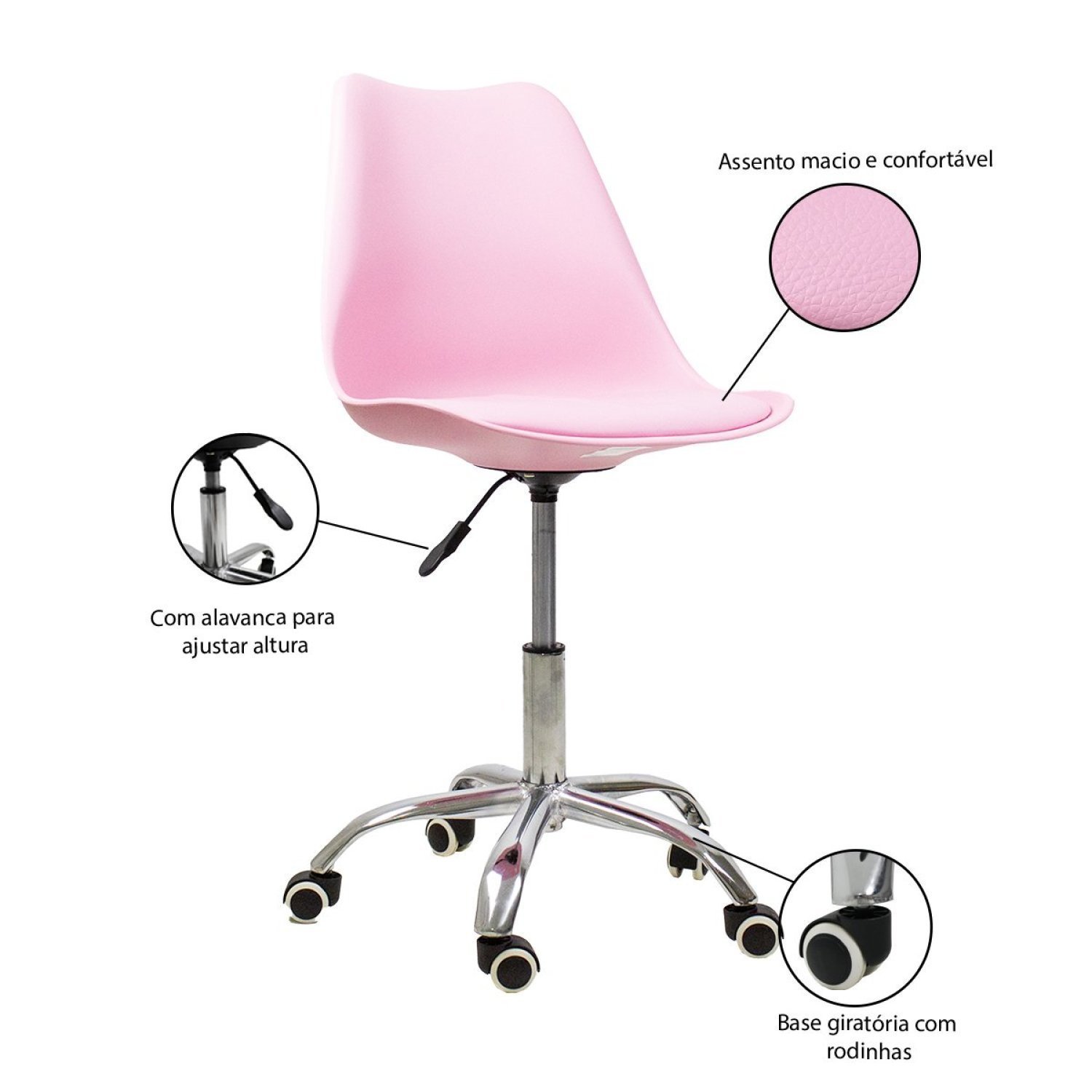 Conjunto 2 Cadeiras Office com Rodizio Giratória Saarinen Oficial Webshop - 5