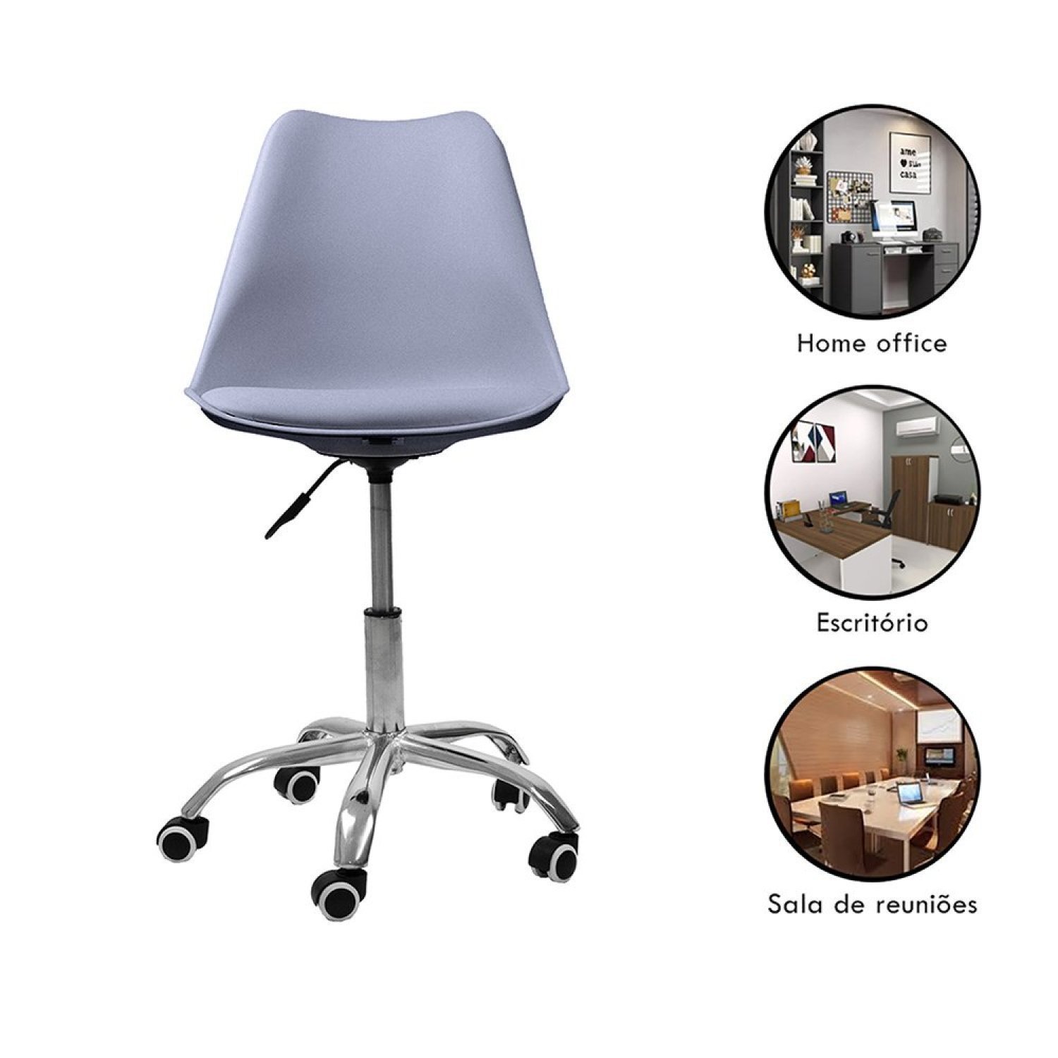 Cadeira Office Base Cromada com Rodizio Giratória Saarinen Oficial Webshop - 2